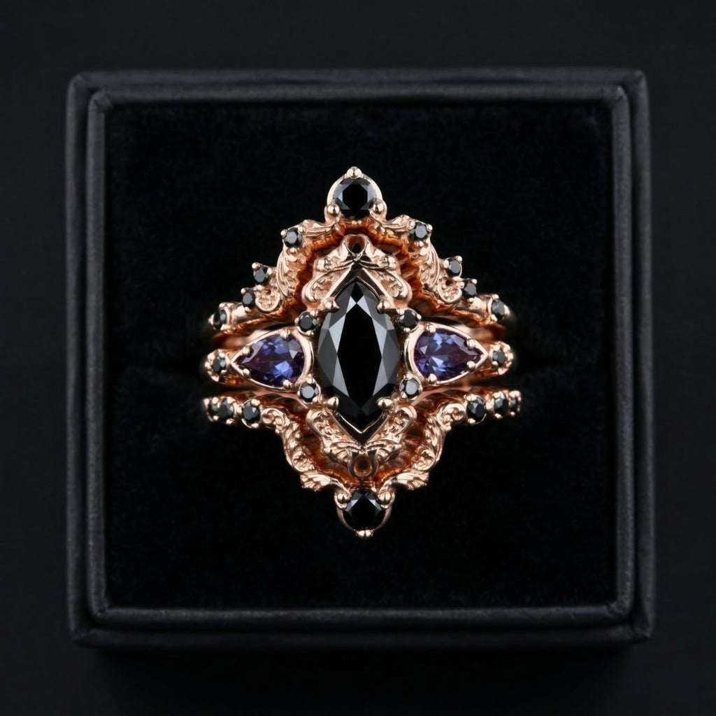 Black Sigil Crown - Norse Women's Ring - Close-up | Epic Loot Shop