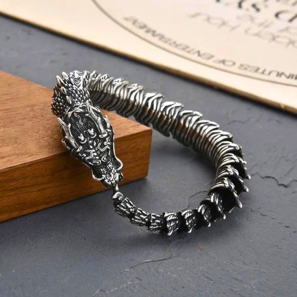 S925 Sterling Nidhogg Norse Dragon Bracelet