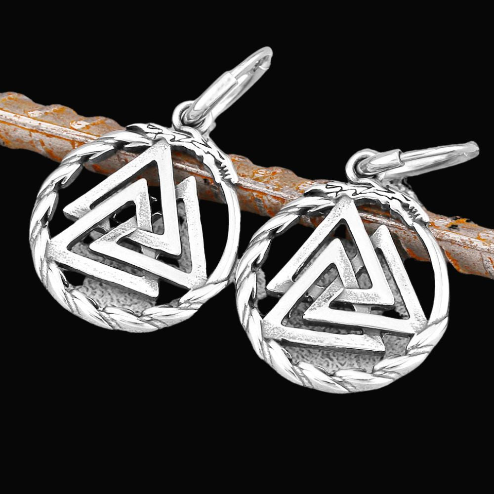 Valknut Symbol Viking Earrings - Viking Jewelry For Men - Close-up | Epic Loot Shop
