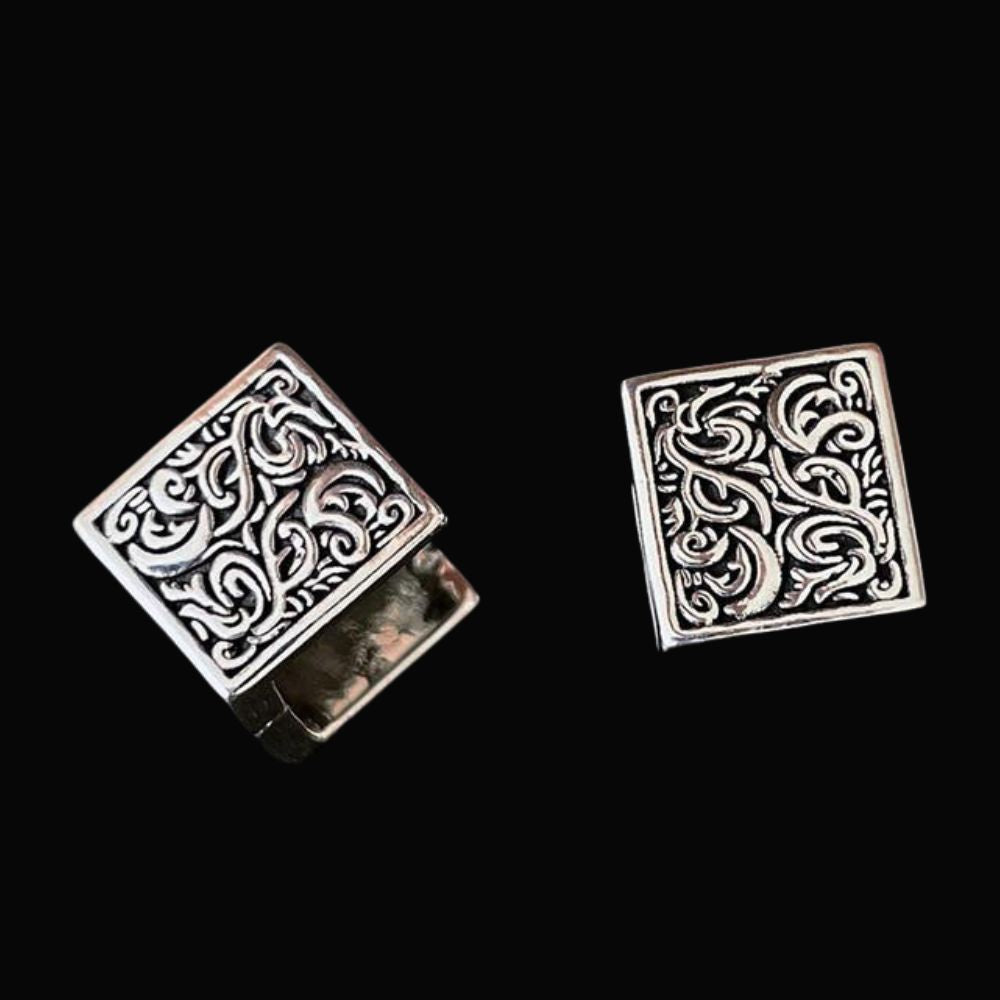 925 Silver Vintage Nordic Style Viking Earrings - Viking Jewelry For Men - Side Profile | Epic Loot Shop