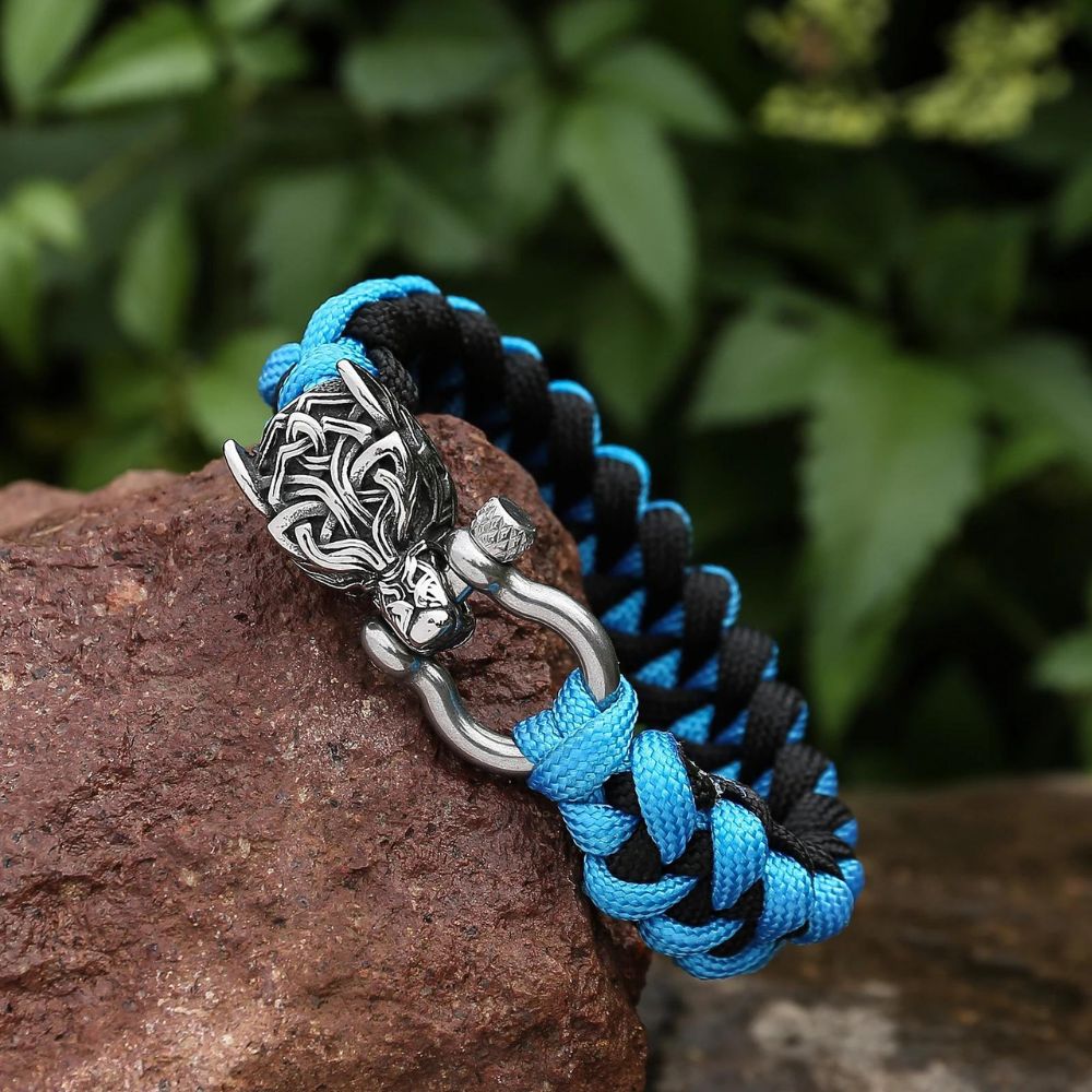 Fenrir-Inspired Paracord Viking Bracelet for Men