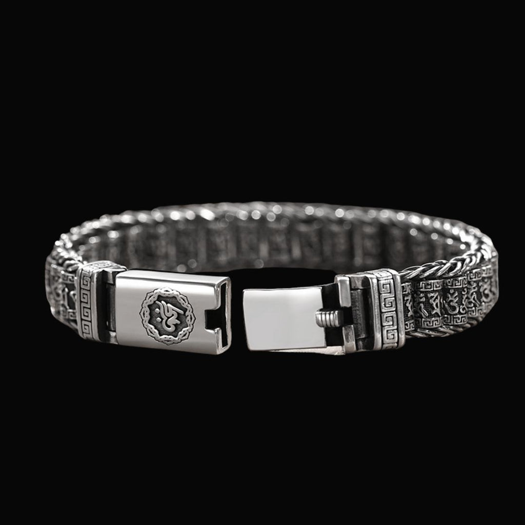 Retro Silver Wisdom Bracelet - Viking Bracelet - Side Profile | Epic Loot Shop