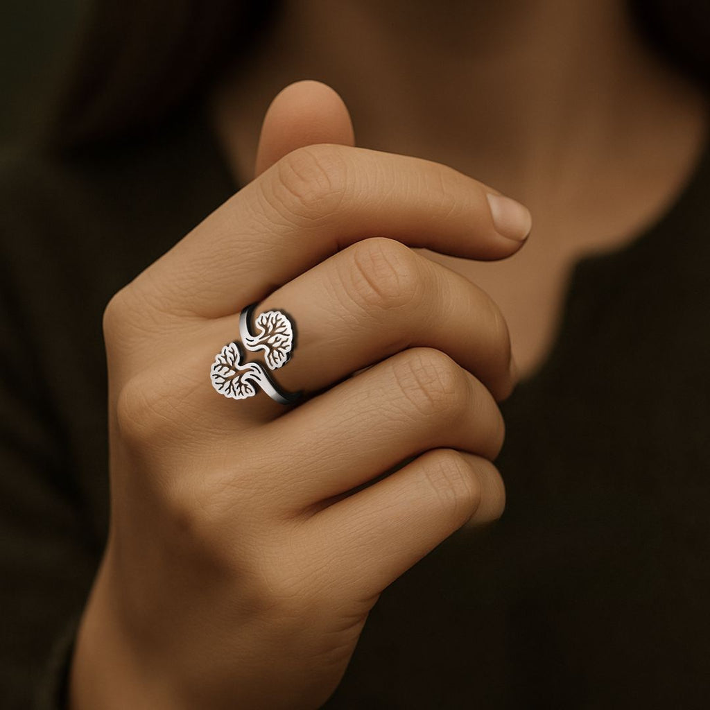 Yggdrasil's Reflection - Norse Women's Ring - Side Profile | Epic Loot Shop