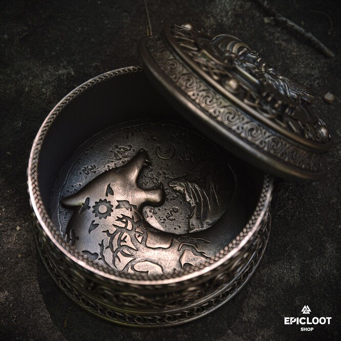 Authentic Viking Jewelry Box Adorned with Ancient Nordic Symbols