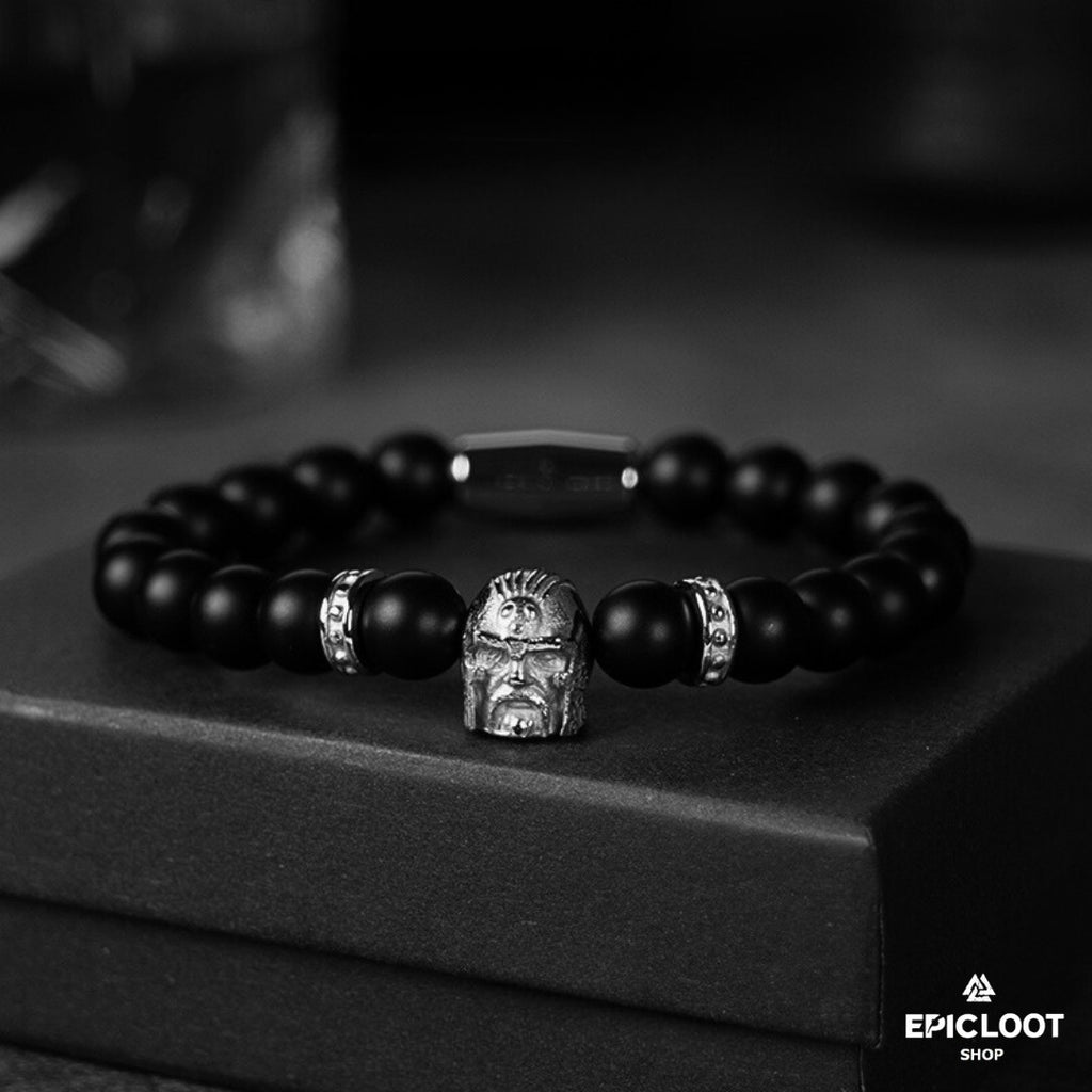 Odin's Valor: Natural Stone Viking Bracelet