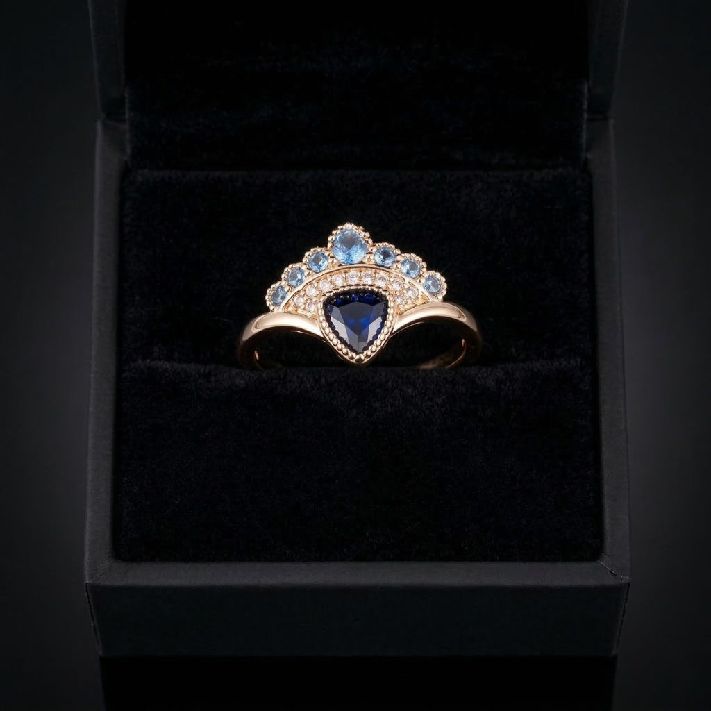 Blue Ember Crown Ring - Norse Women's Ring - Side Profile | Epic Loot Shop