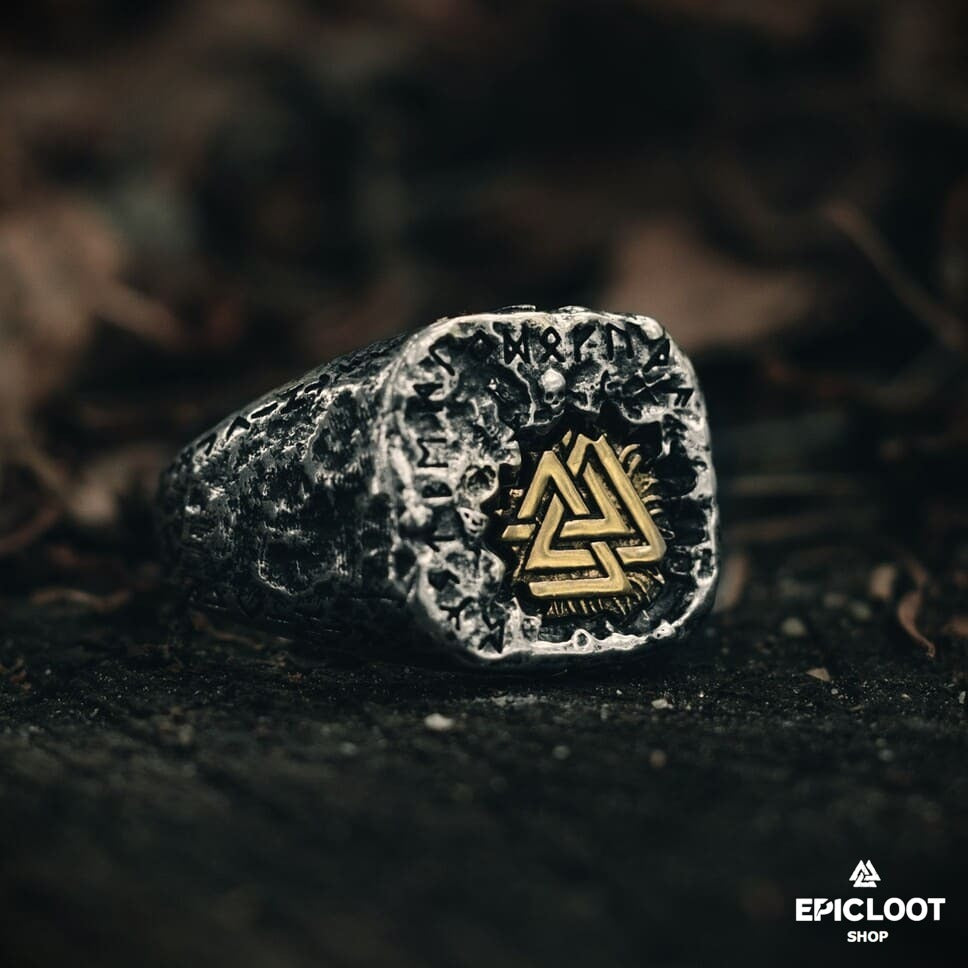 925 Sterling Silver Antique Valknut Ring