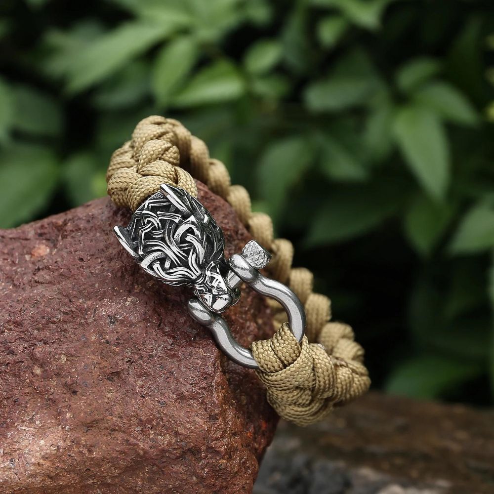 Fenrir-Inspired Paracord Viking Bracelet for Men