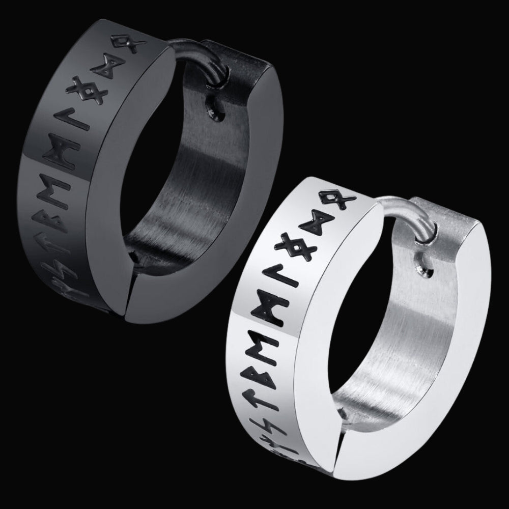 Men's Viking Runes Earring - Viking Jewelry For Men - Authentic Design View | Epic Loot Shop