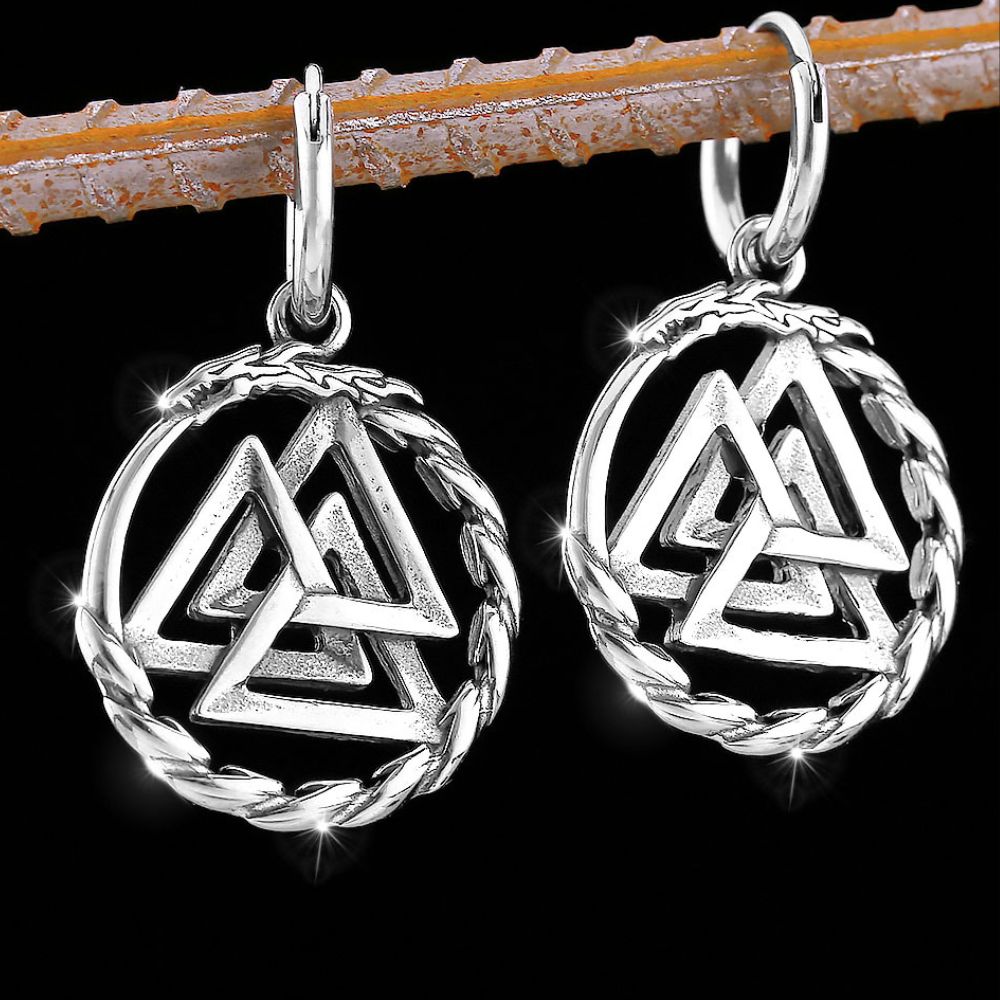 Valknut Symbol Viking Earrings - Viking Jewelry For Men - Product Details | Epic Loot Shop