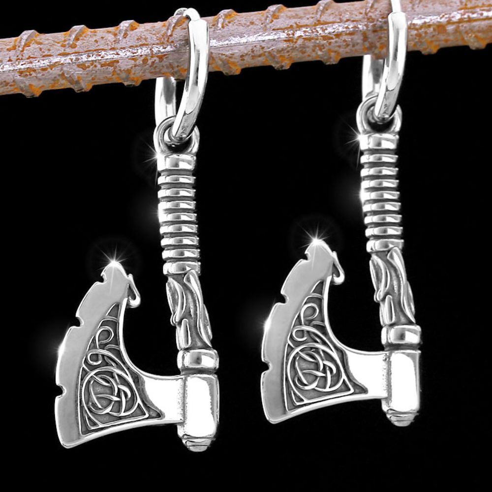 Vintage Viking Axe Earrings - Viking Jewelry For Men - Authentic Design View | Epic Loot Shop