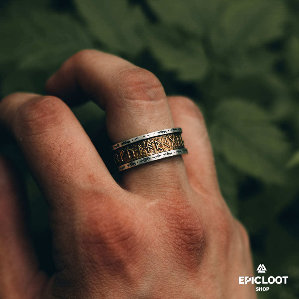 Handcrafted 925 Silver Nordic Viking Runes Ring