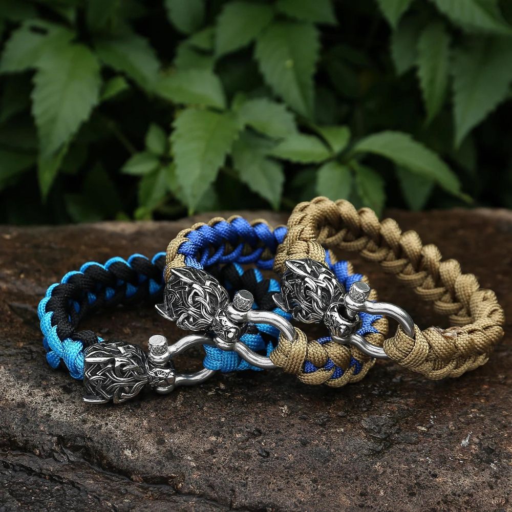 Fenrir-Inspired Paracord Viking Bracelet for Men