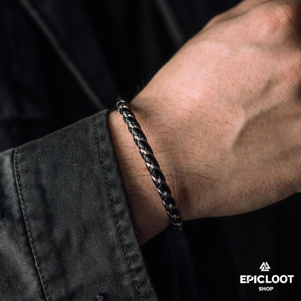 Odin's Ravens Leather Viking Bracelet
