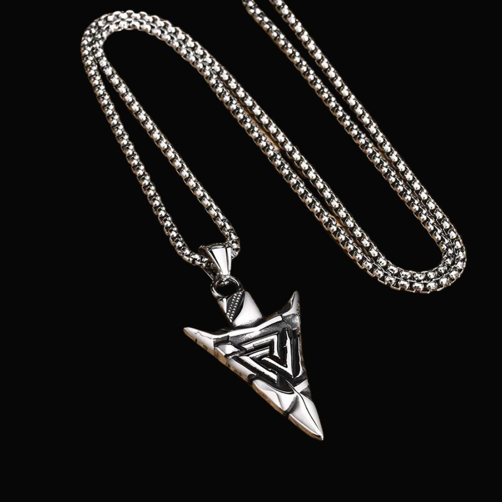 Odin's Guidance: Valknut and Gungnir Pendant with Othala Rune - Viking Necklace - Side Profile | Epic Loot Shop