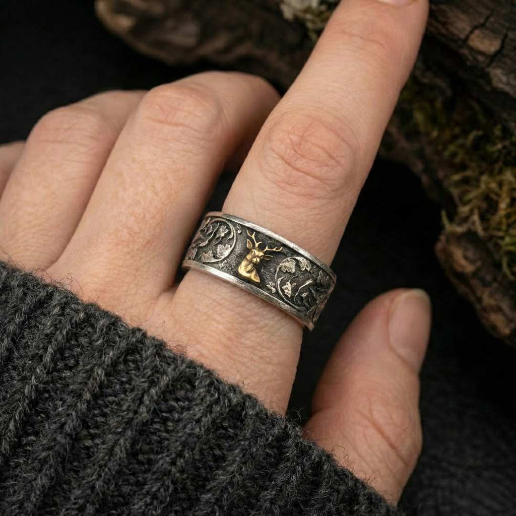 Antlers of the Watchful - Norse Women's Ring - Side Profile | Epic Loot Shop