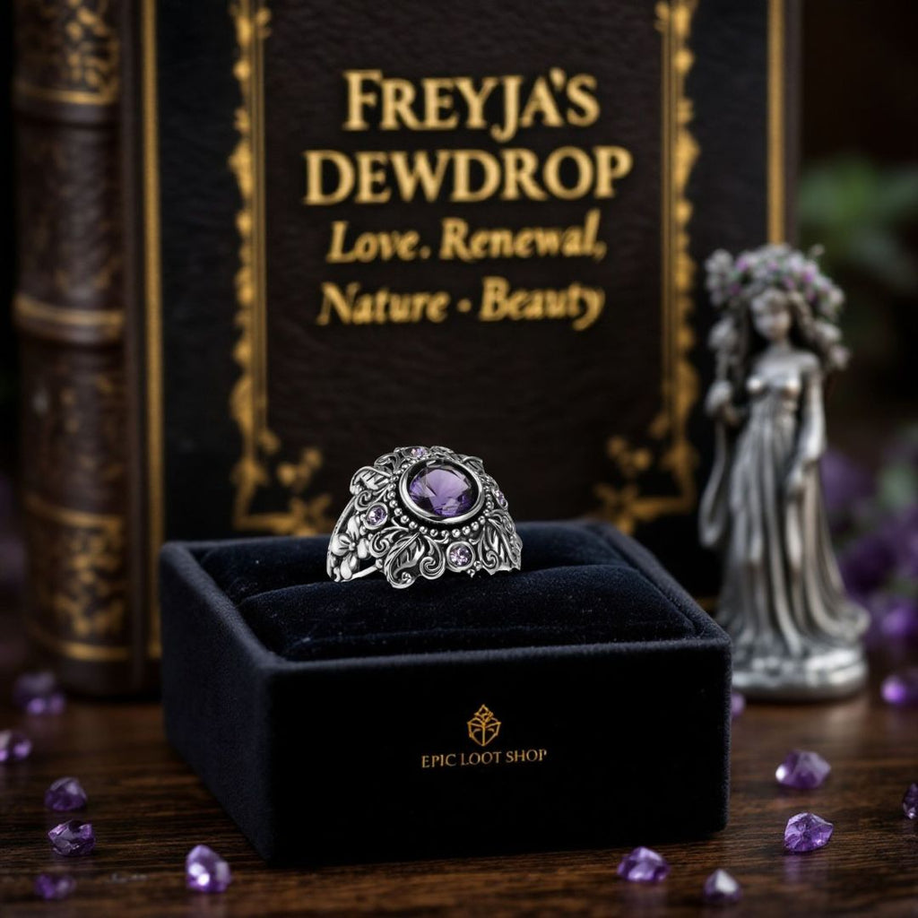 Freyja’s Dewdrop Ring - Norse Women's Ring - Close-up | Epic Loot Shop