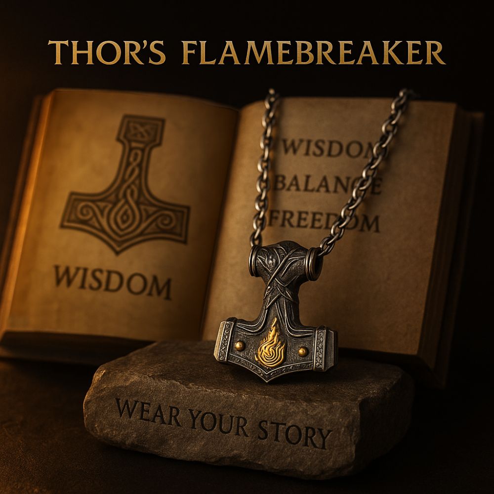 Thor’s Flamebreaker Pendant - Viking Necklace - Side Profile | Epic Loot Shop