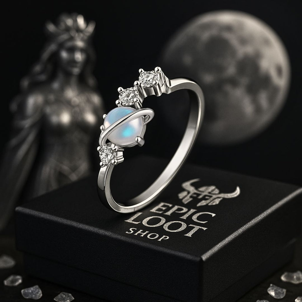 Freyja’s Moonring - Norse Women's Ring - Side Profile | Epic Loot Shop