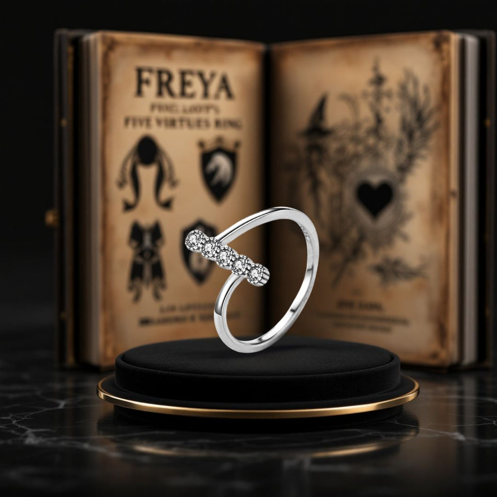 Freya’s Five Virtues - Norse Women's Ring - Side Profile | Epic Loot Shop