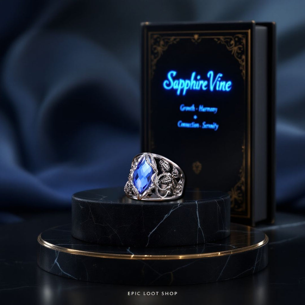 Sapphire Vine Ring - Norse Women's Ring - Side Profile | Epic Loot Shop