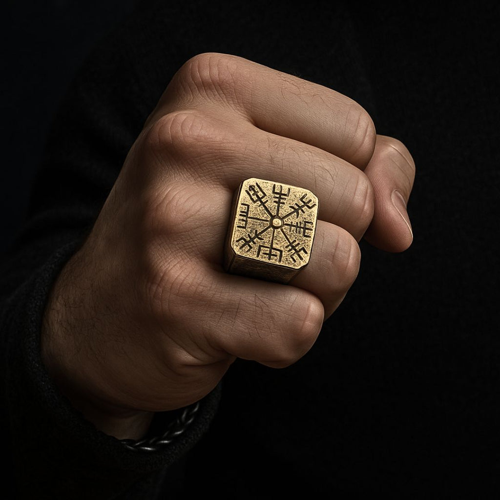 925 Silver Handmade Vegvisir Runic Ring