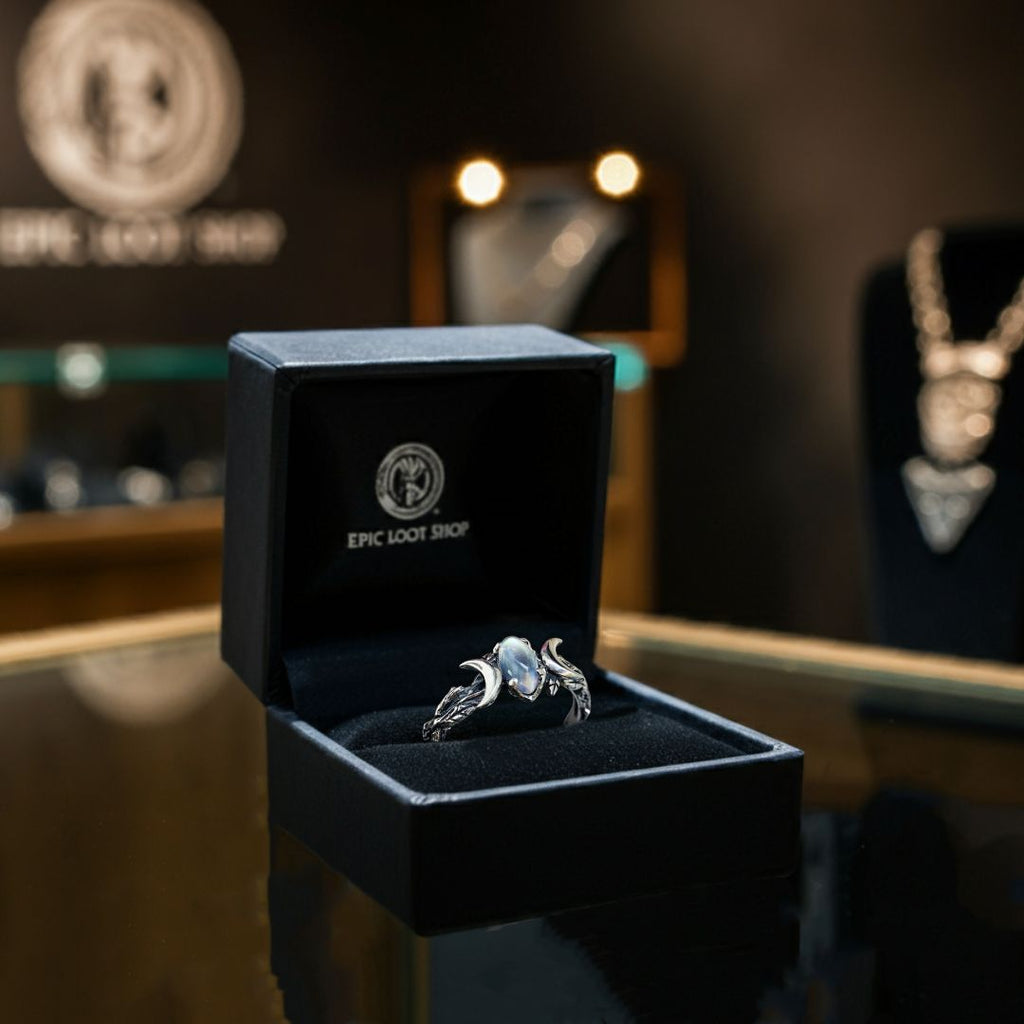 Mani Twin Moons Ring - Norse Women's Ring - Side Profile | Epic Loot Shop