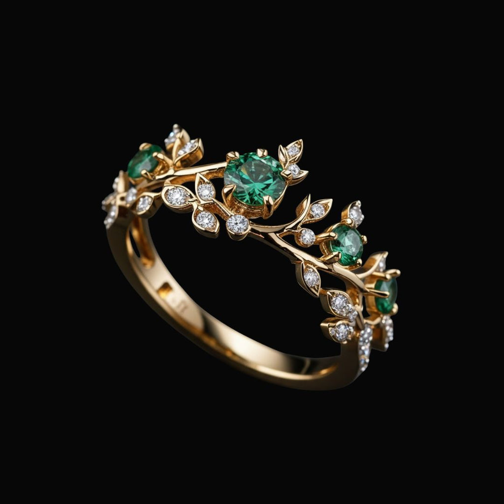 Emerald Sylvan - Norse Women's Ring - Detailed View | Epic Loot Shop