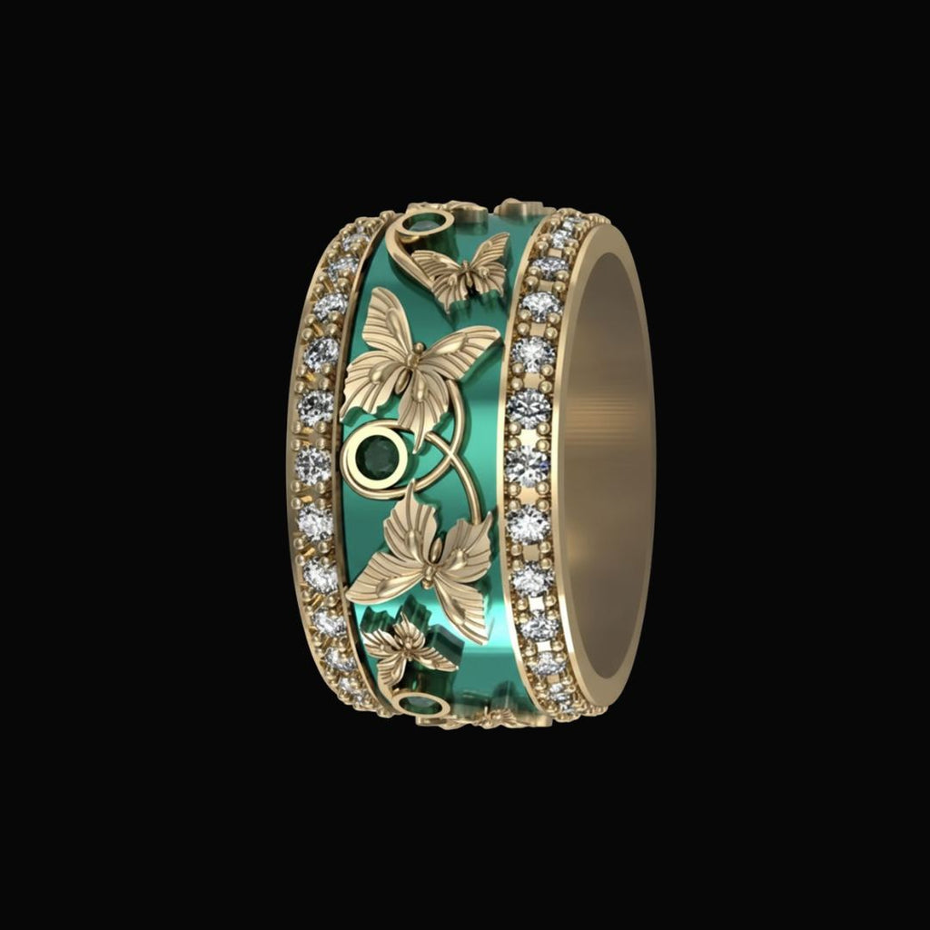 Emerald Flight Ring - Norse Women's Ring - Detailed View | Epic Loot Shop
