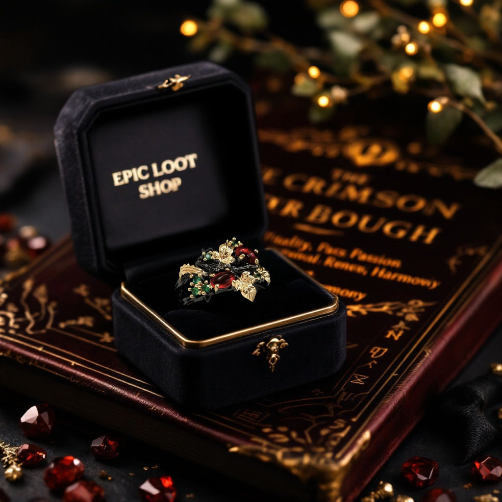 The Crimson Bough Ring - Norse Women's Ring - Side Profile | Epic Loot Shop