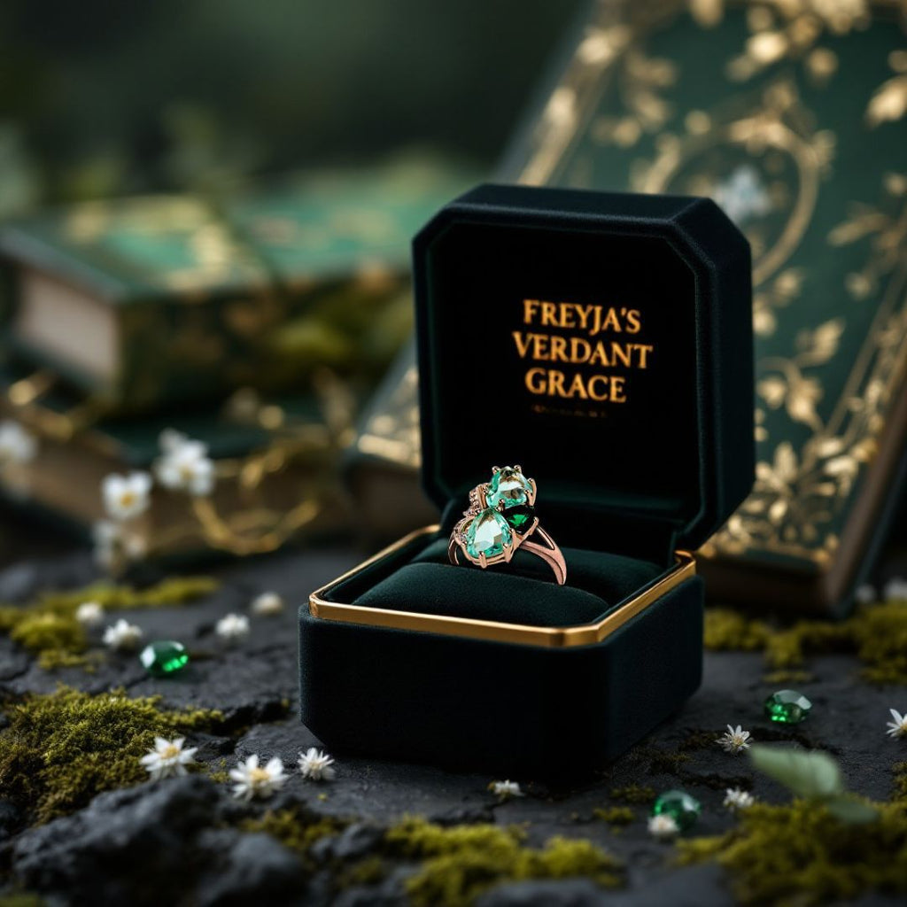 Freya’s Verdant Grace Ring - Norse Women's Ring - Side Profile | Epic Loot Shop