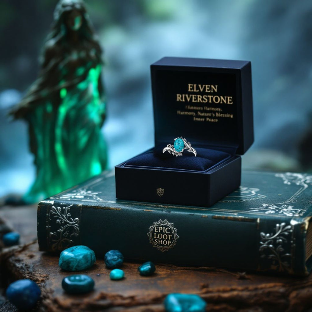 Elven Riverstone Ring - Norse Women's Ring - Side Profile | Epic Loot Shop