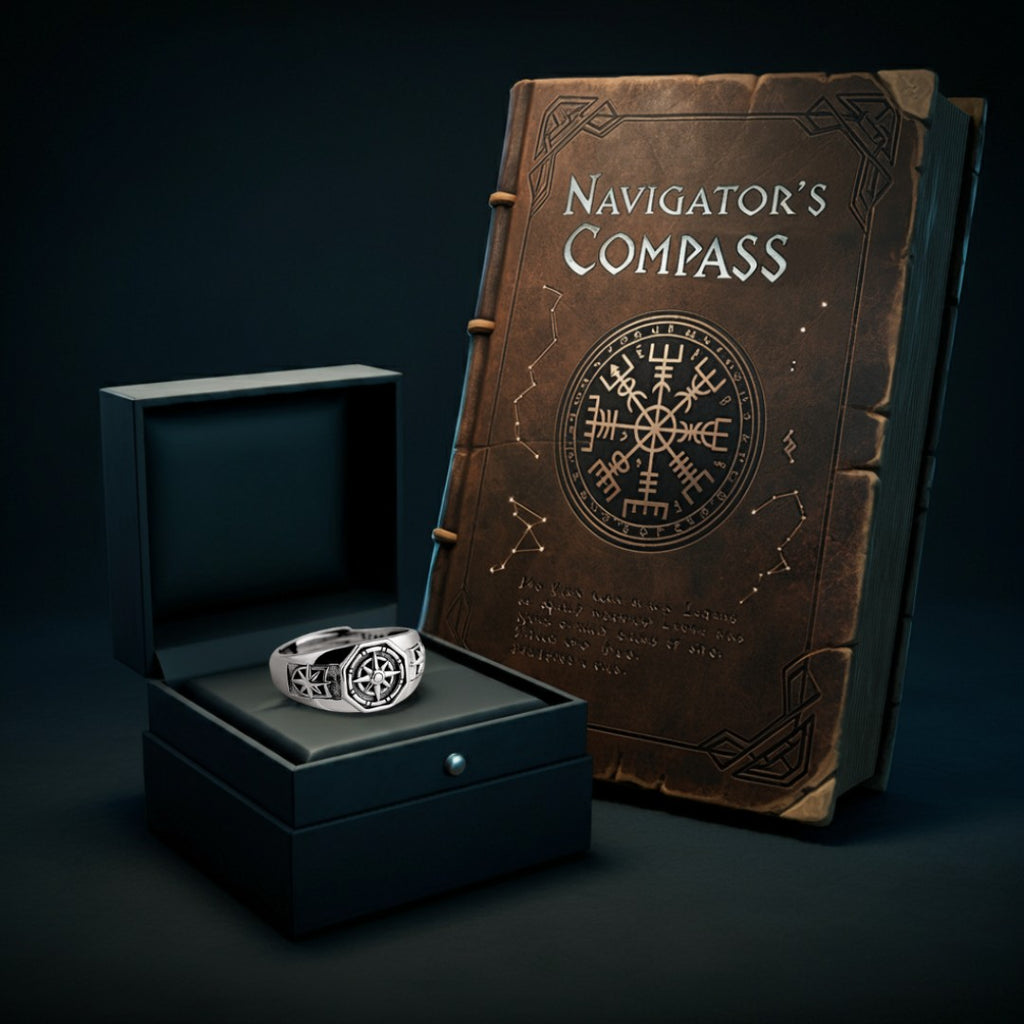 Navigator's Compass Ring - Norse Women's Ring - Close-up | Epic Loot Shop