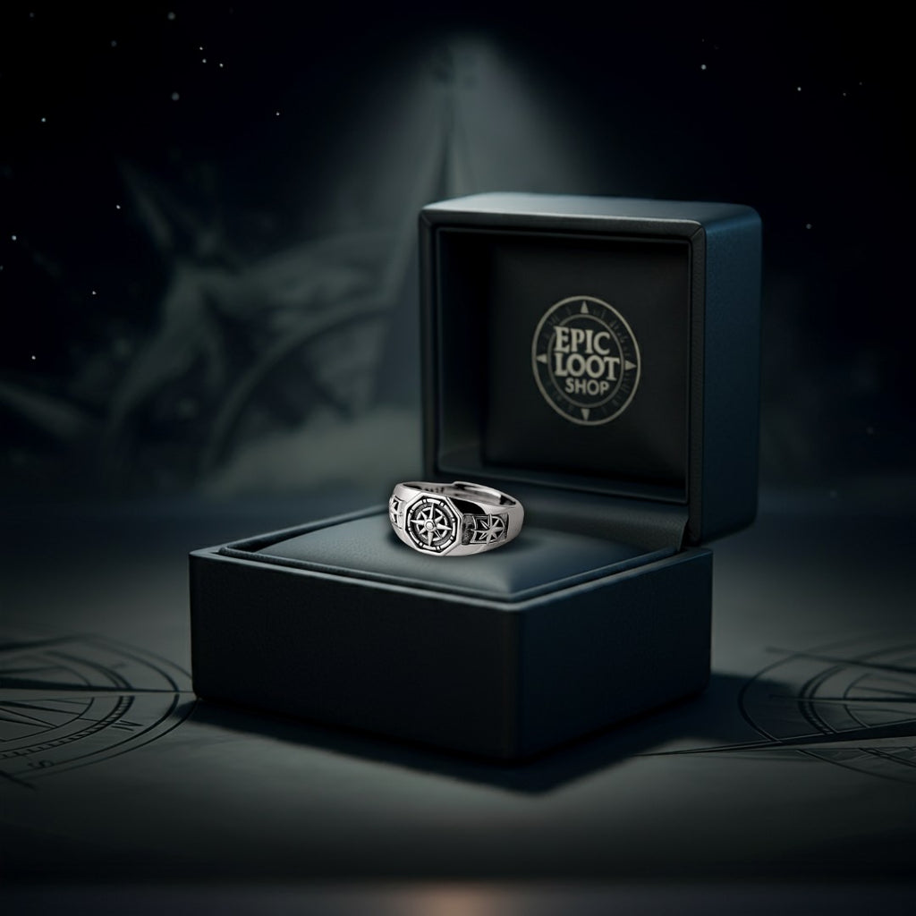 Navigator's Compass Ring - Norse Women's Ring - Side Profile | Epic Loot Shop