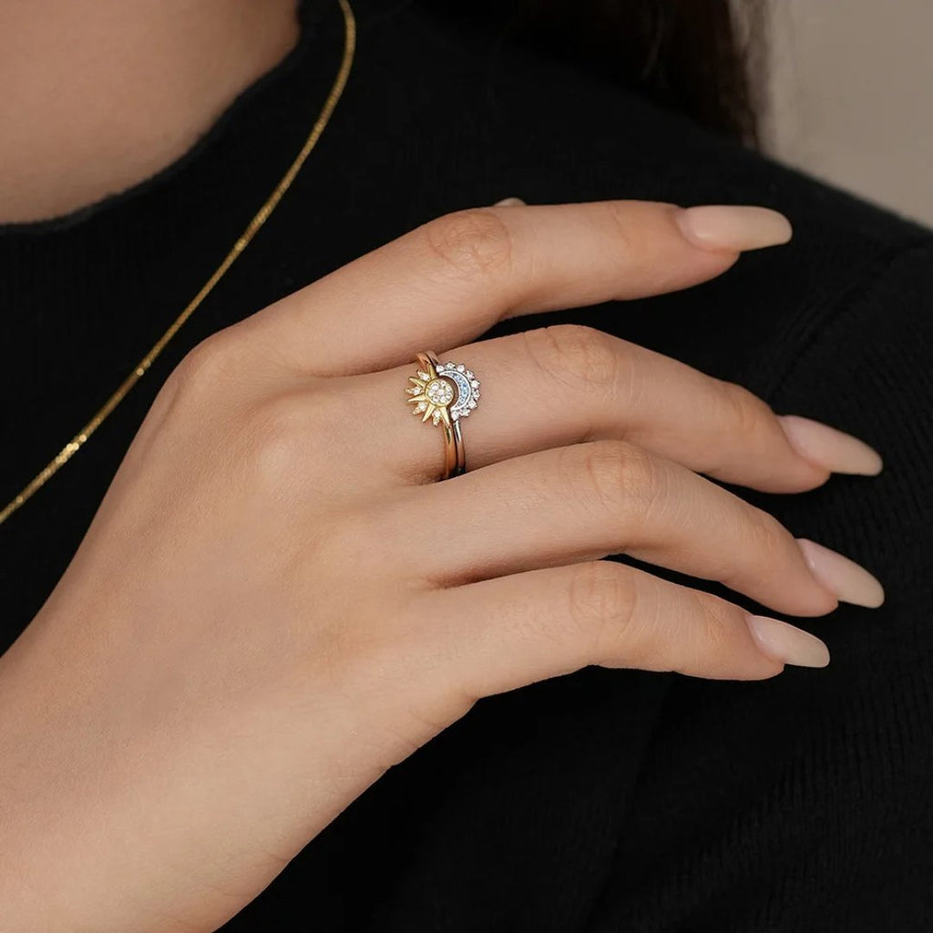 Dance of Sol and Mani - Norse Women's Ring - Side Profile | Epic Loot Shop