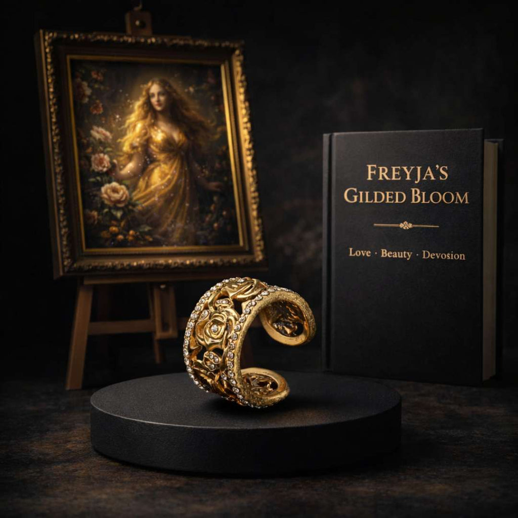 Freyja’s Gilded Bloom - Norse Women's Ring - Side Profile | Epic Loot Shop