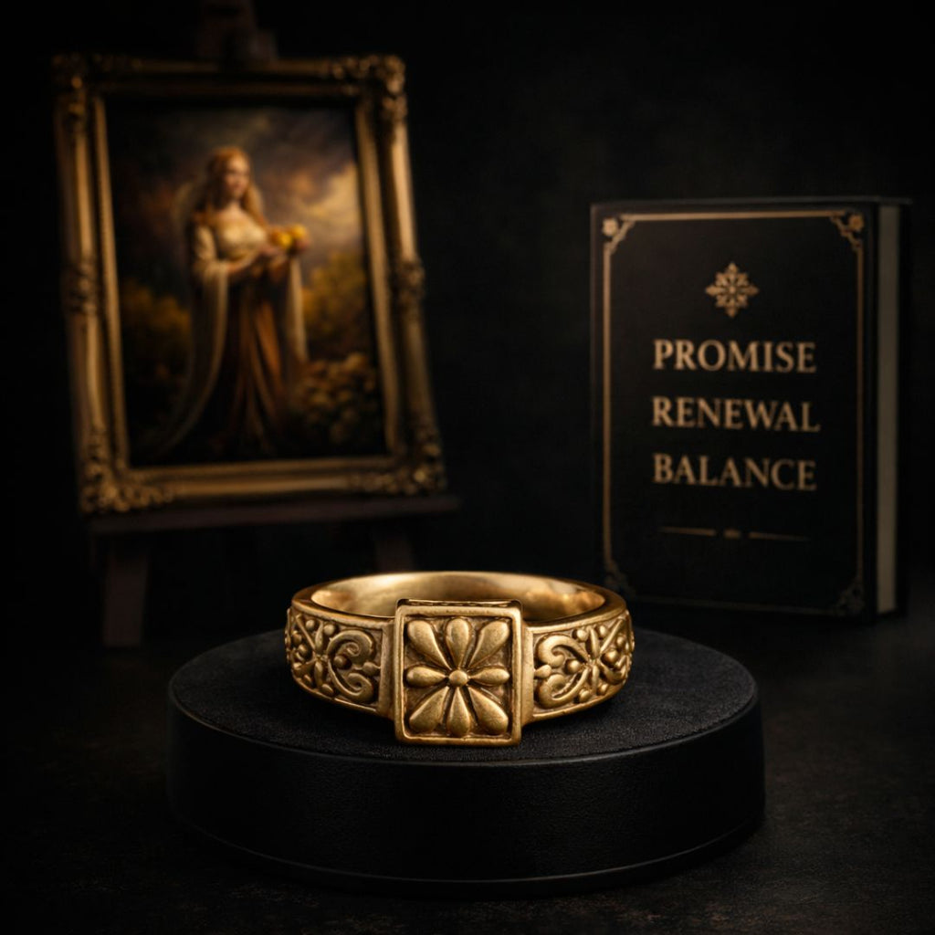 Golden Promise Ring - Norse Women's Ring - Close-up | Epic Loot Shop