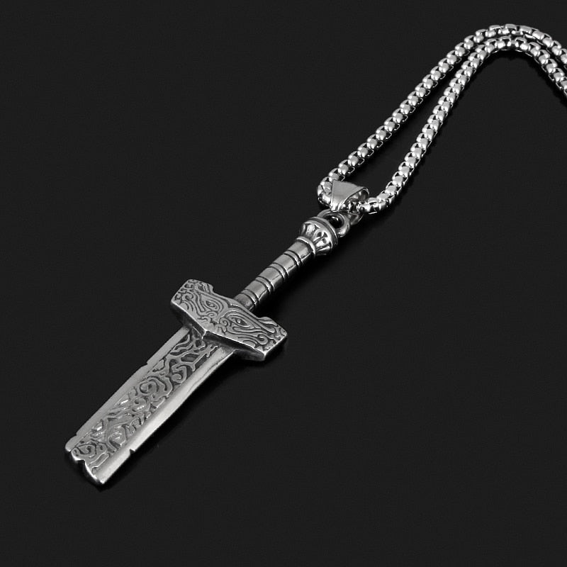 Unique Broken Sword Pendant, Detailed Necklace Design