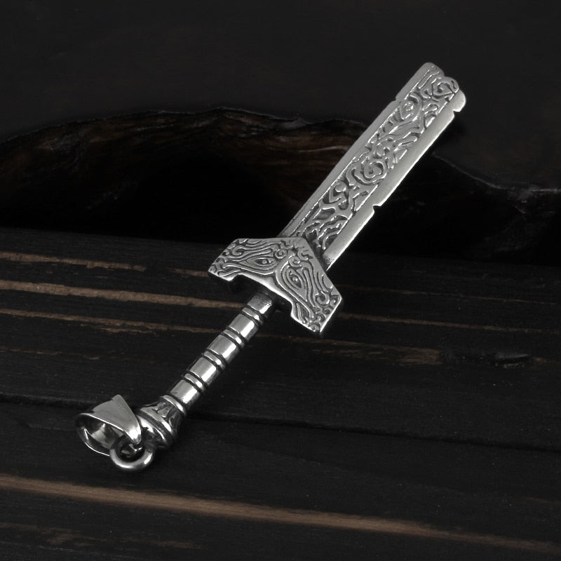 Unique Broken Sword Pendant, Detailed Necklace Design
