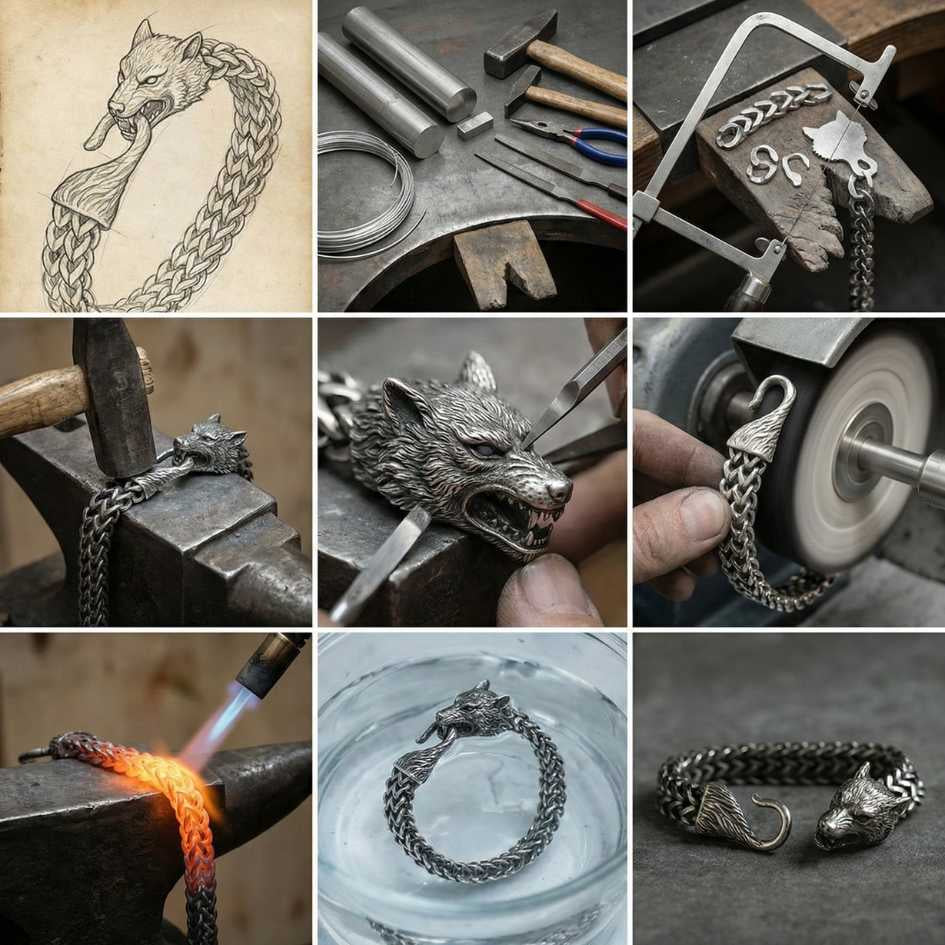 Huge Fenrir Wolf Bracelet - Viking Arm Ring | Epic Loot Shop