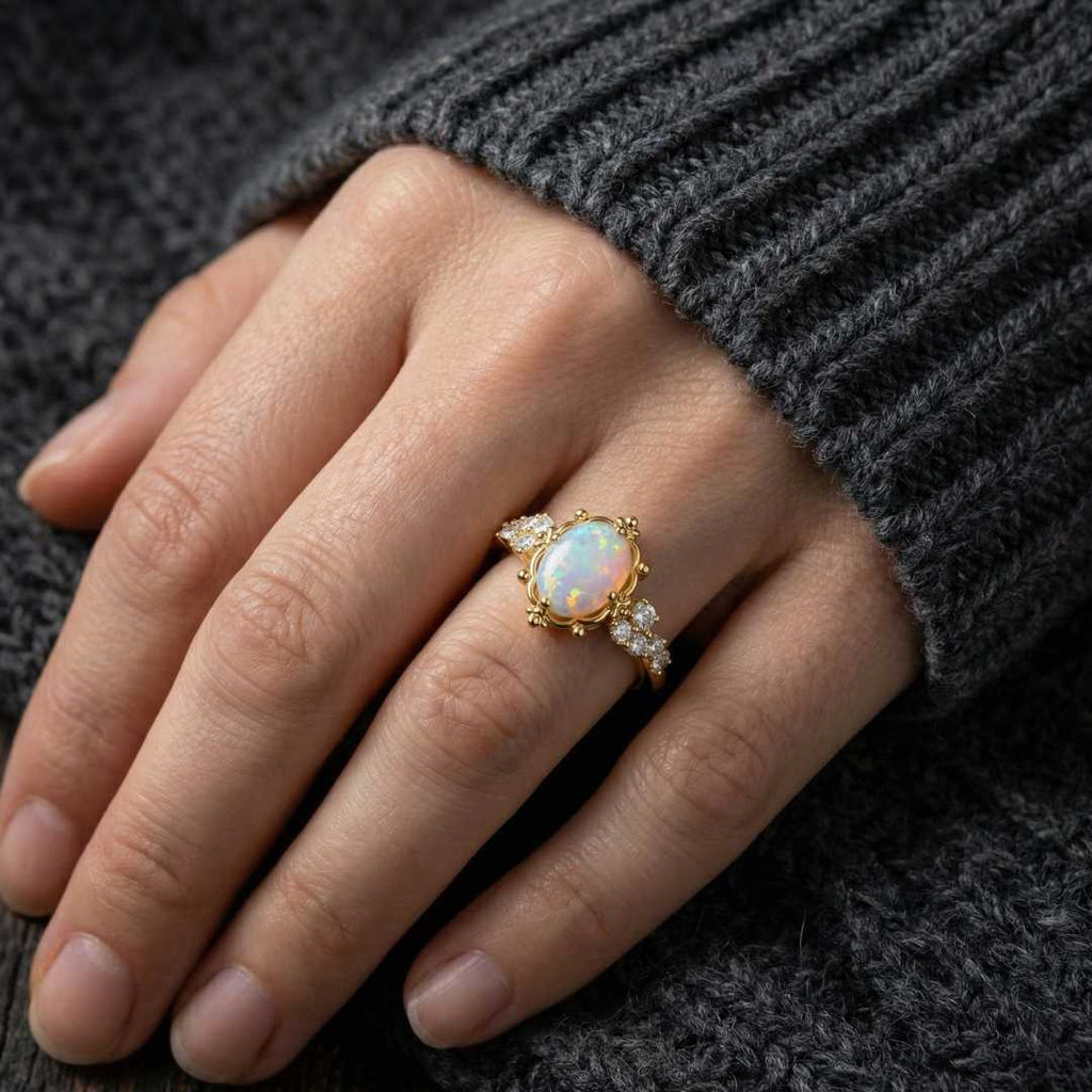 Ivory Dream Oath Ring - Norse Women's Ring - Close-up | Epic Loot Shop