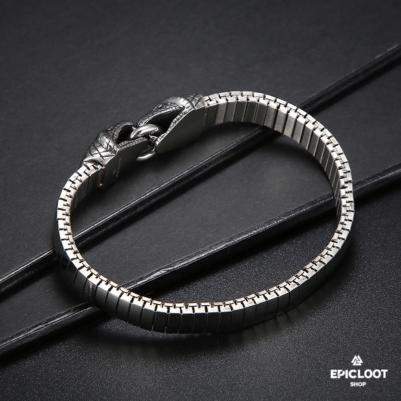 High-Quality Steel Jormungandr Men's Bracelet