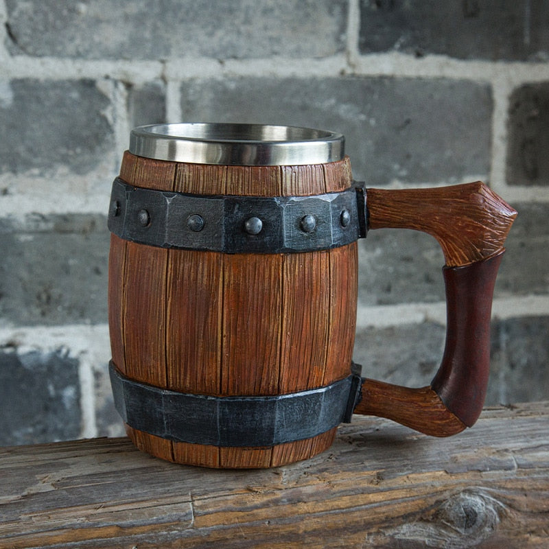 Viking-Style Wood Beer Mug