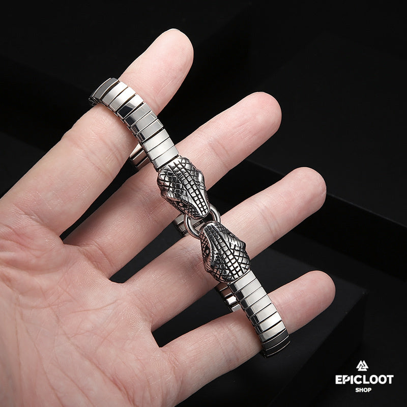 High-Quality Steel Jormungandr Men's Bracelet