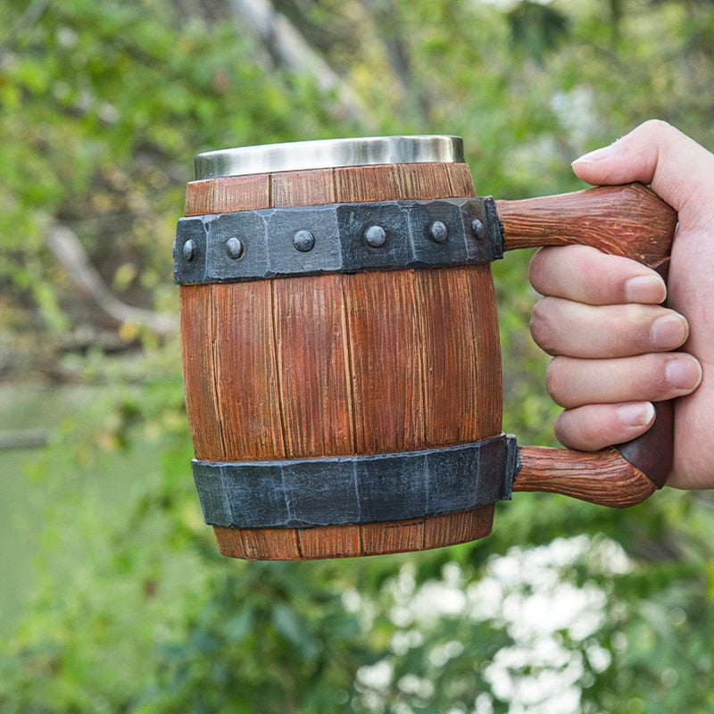 Viking-Style Wood Beer Mug