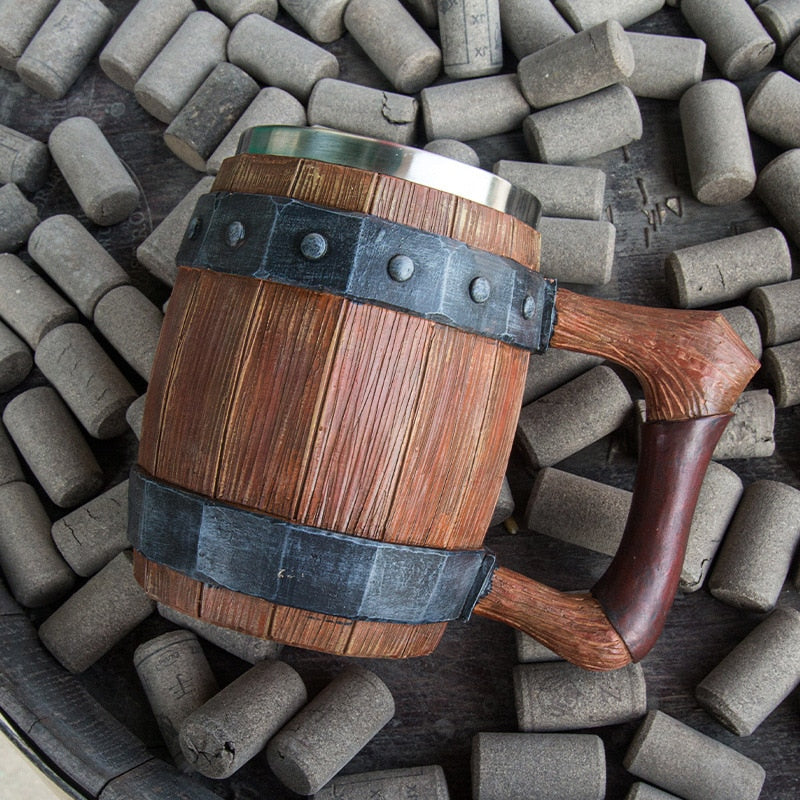 Viking-Style Wood Beer Mug
