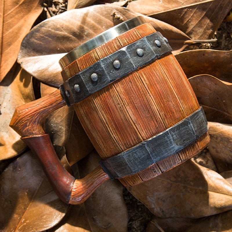 Viking-Style Wood Beer Mug
