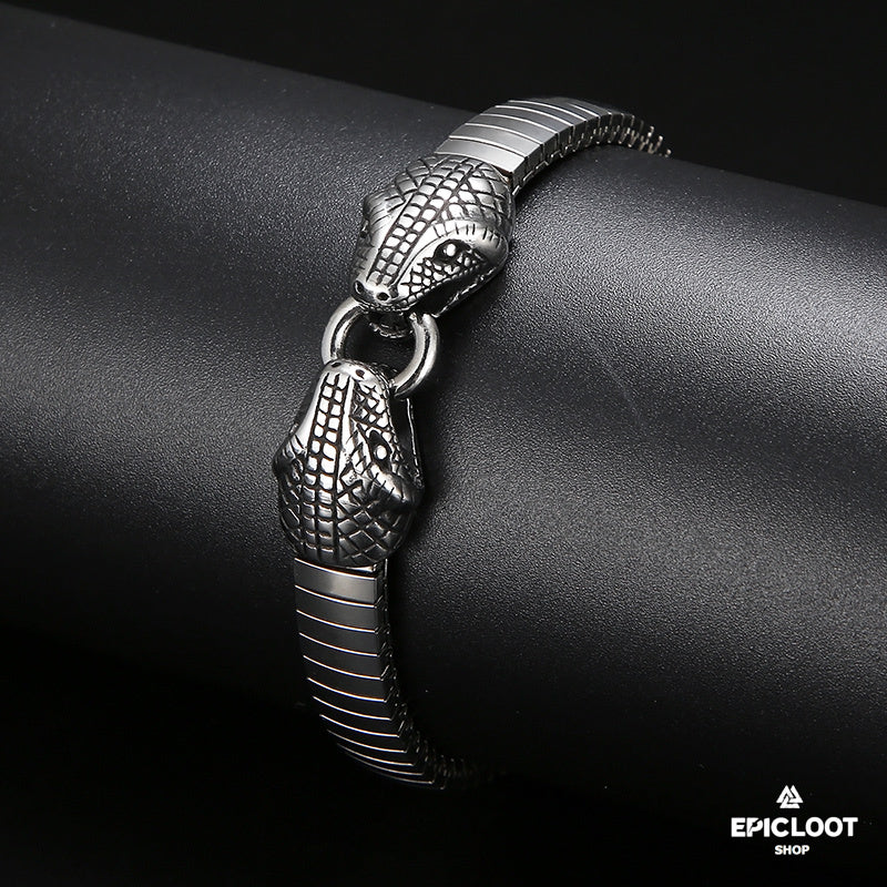 High-Quality Steel Jormungandr Men's Bracelet