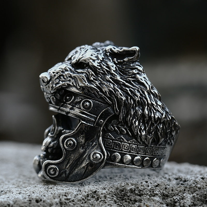 Bold Viking Berserker Warrior Skull Ring