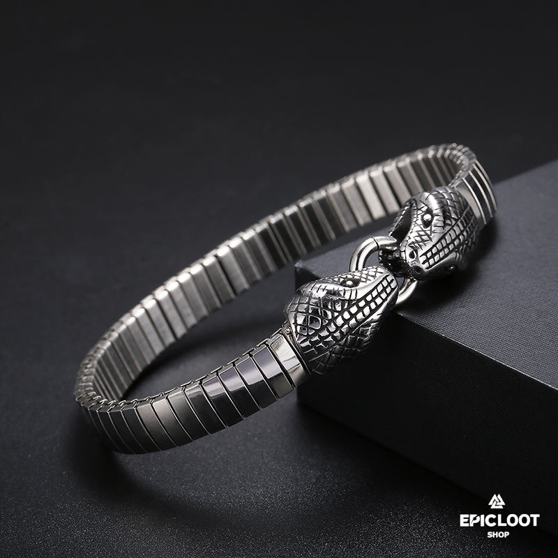 High-Quality Steel Jormungandr Men's Bracelet